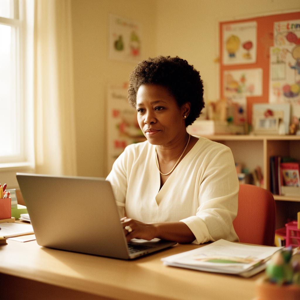 A center director at her desk